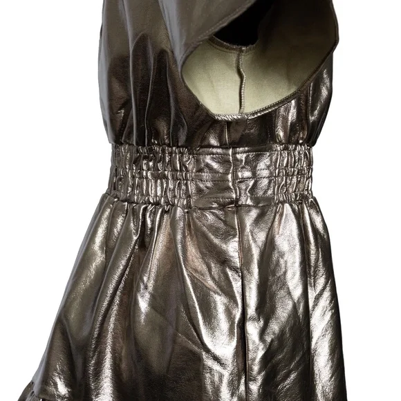 ANTHROPOLOGIE The Somerset Mini Dress: Metallic Faux Leather Edition NWOT